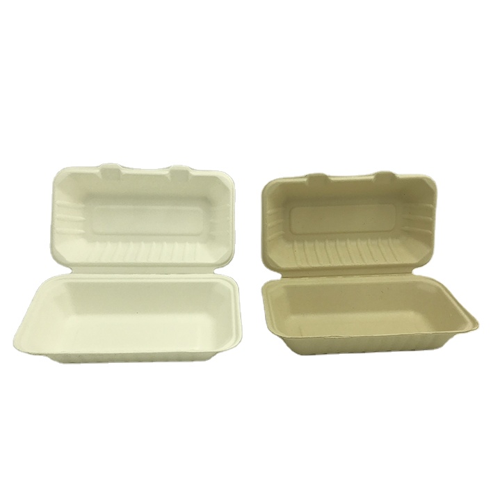 7''*4'' Hot-dog Packages Bagasse Clamshells Compostable Sugarcane Food Containers Disposable Food Box Biodegradable Tableware